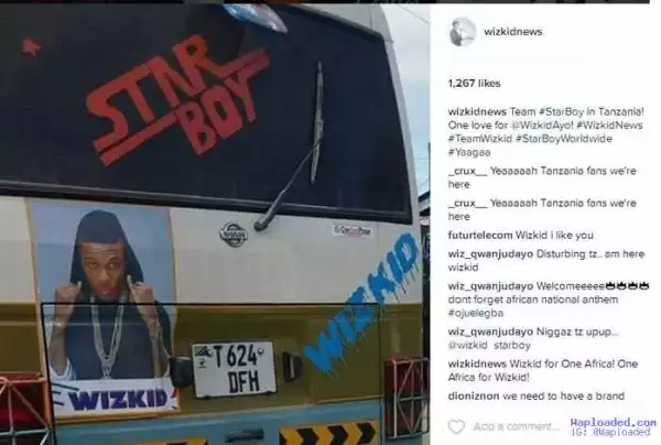 Checkout this poster of Wizkid on a commercial bus in Tanzania